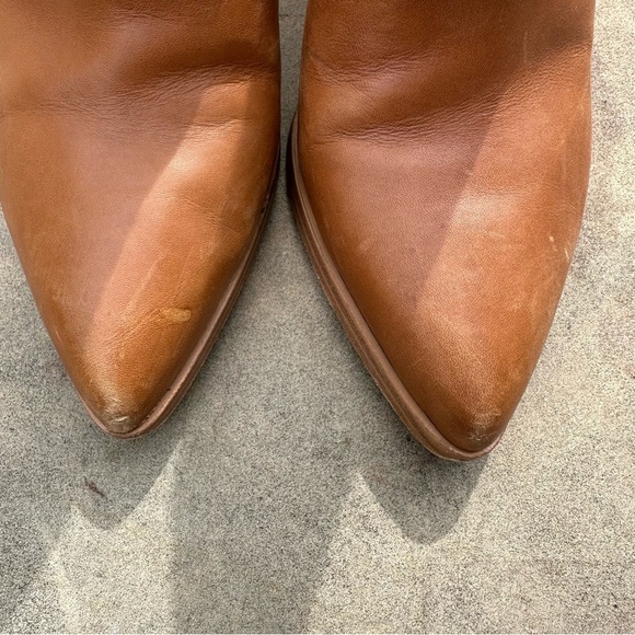 Marc Fisher Alva Pointy Toe Block Heeled Ankle Bootie Tan Leather Size 8.5 - Picture 5 of 13
